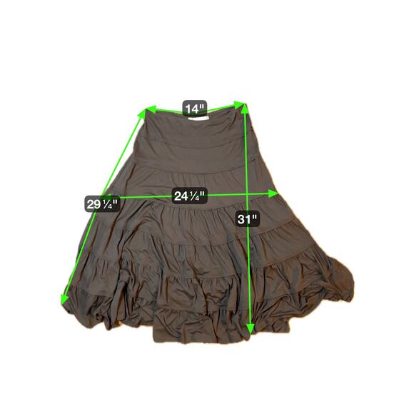 Y2K Tiered Ruffle Maxi Skirt Brown Sz Small Long Boho Cottage Ren Faire Festival - Picture 4 of 6